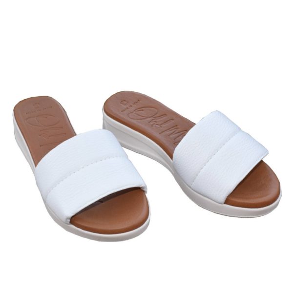 Δερμάτινες γυναικείες πλατφόρμες oh my sandals 4989 Λευκό
